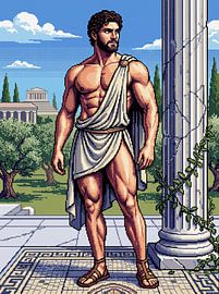 Pixelkunst: Griechischer Krieger von Markus Gann