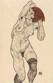 Nu en bas noirs, Egon Schiele - 1917