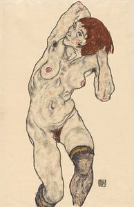 Naakt in zwarte kousen, Egon Schiele - 1917