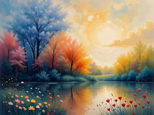 Zonsondergang bij het meer