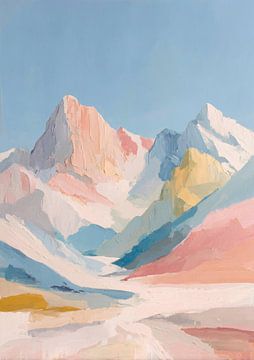 Alpen in pastel - Minimalistisch olieverfschilderij van Niklas Maximilian