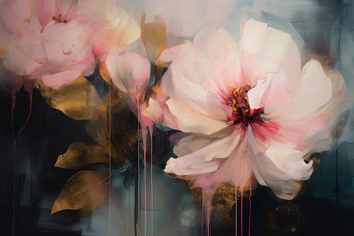 Abstrakte Pfingstrosen in Rosa