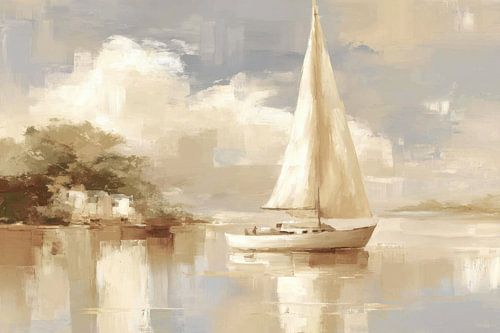 Sailboat in soft coastal colours