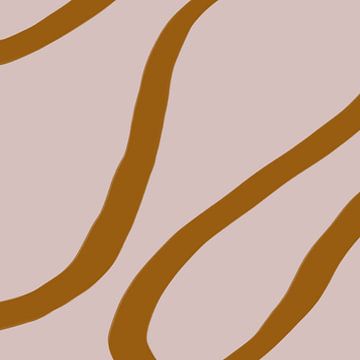 Abstract minimalist line art in bright pastel colors. Brown on pink. by Dina Dankers
