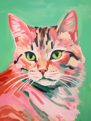 Chat abstrait coloré