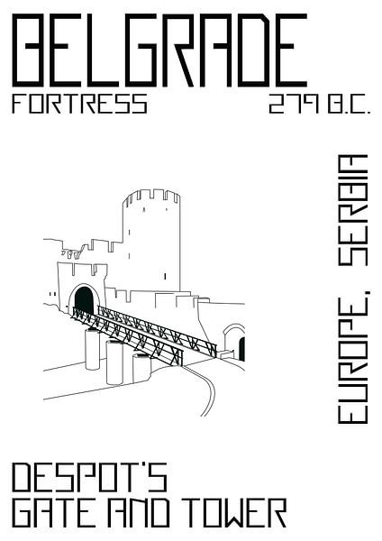 Château de Kalemegdan dessin abstrait au trait par TAAIDesign