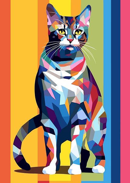 Cat Animal WPAP Pop Art Color Style by Mason Scott