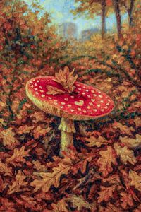 Herbstlicher Fliegenpilz im Blätterteppich