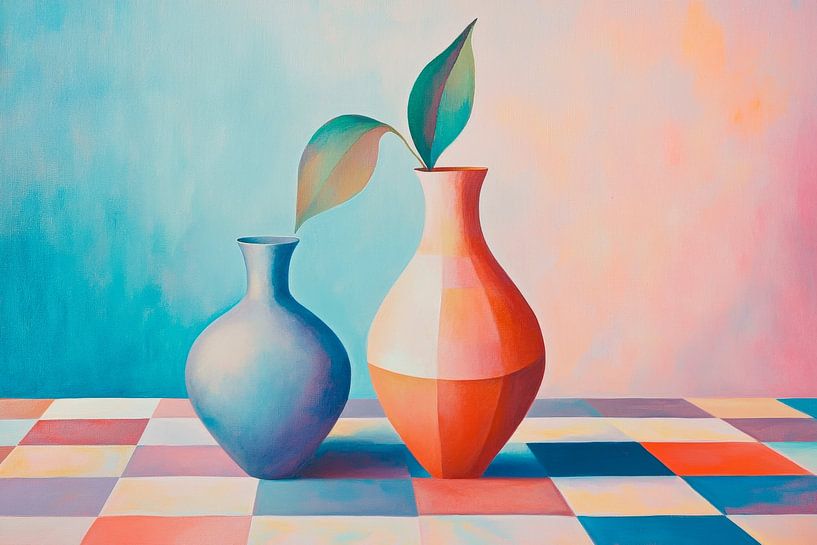 Vases with leaves - play of colours by Poster Art Shop