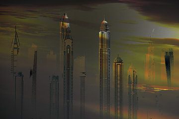 13, Stadtkunst, Dubai, Skyline. von Alies werk