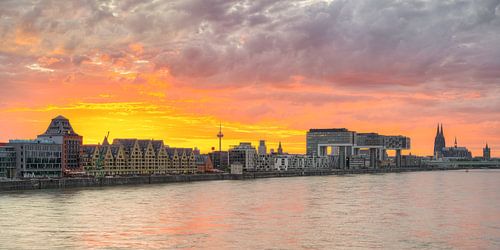 Kölner Skyline bei Sonnenuntergang