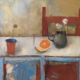 Realistic painting "The red chair" by Studio Allee