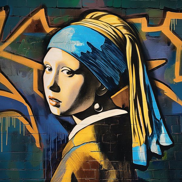Girl with a pearl PopArt by PixelMint.