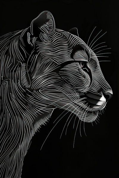 Schilderij Minimalistische Panter van Kunst Kriebels