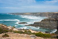 blue wild ocean at protugal coast