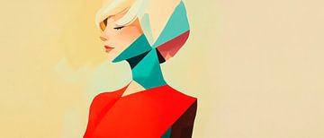 Geometric portrait of a woman in colours by Poster Art Shop