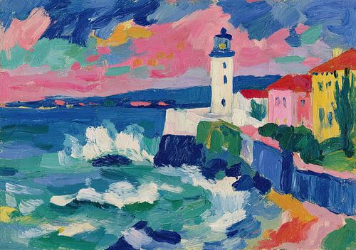 Paysage côtier coloré avec un phare