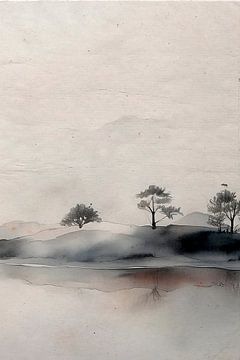 ZEN ART: Drieluik (deel 3): Sereen Japans landschap van Studio Pieternel