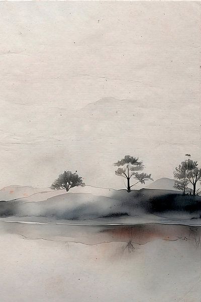 ZEN ART Triptych (part 3): Serene Japanese landscape by Studio Pieternel
