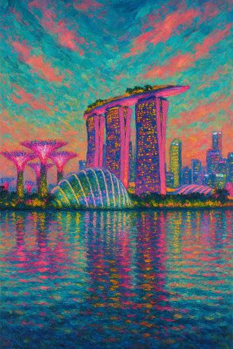 Singapore - Bruisende weerspiegeling van de jachthaven