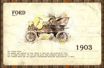 retro cars postcard collage illustration sur Ariadna de Raadt-Goldberg
