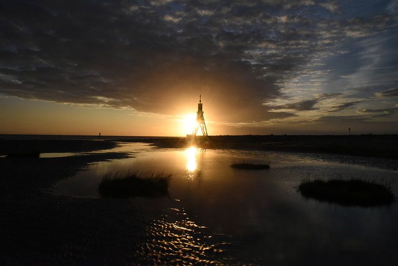 Kugelbake Cuxhaven with rising sun by Andreas Gajewski
