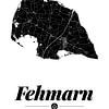 Fehmarn | Artistieke landkaart | Eilandsilhouet | Zwart en wit van ViaMapia