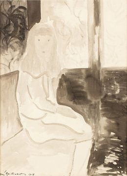 Léon Spilliaert - Zittend jong meisje (1918) van Peter Balan