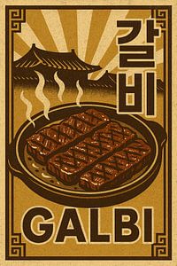 Retro Galbi Poster - Koreanische Kurzrippchen Pop Art Druck