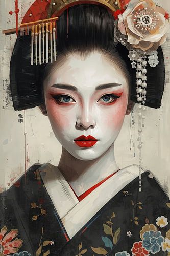 Gothic Geisha in donkere kleuren.