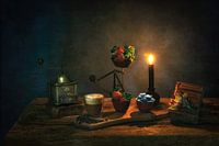Still life with candlelight,Caravaggio style.