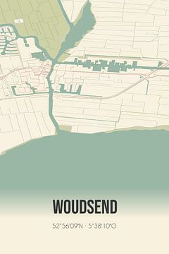 Vintage landkaart van Woudsend (Fryslan) van Rezona