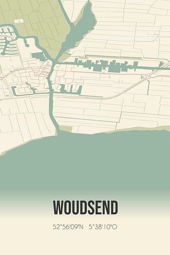 Vintage landkaart van Woudsend (Fryslan)