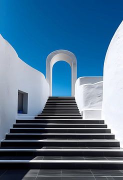 Minimalist Architectural Staircase with Blue Sky Poster by Artistic