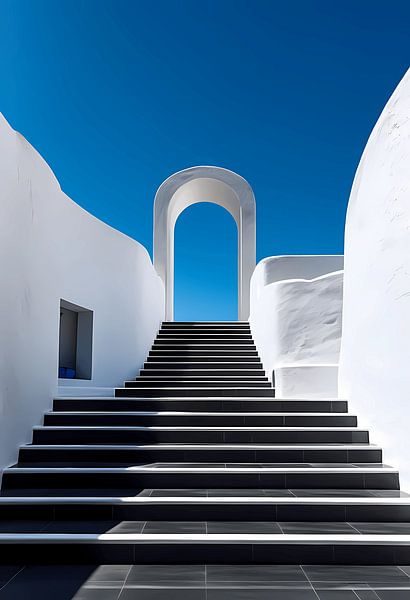 Escalier architectural minimaliste avec ciel bleu Poster par Artistic