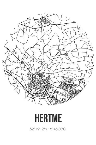 Hertme (Overijssel) | Landkaart | Zwart-wit van Stad & Wand