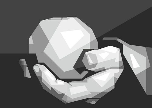 Grayscale Vasthoudend Appel Fruit Popart