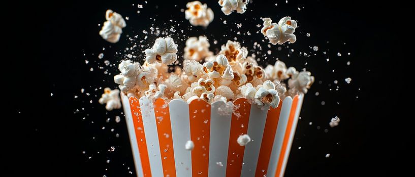 Popcorn-Explosion in buntem Becher von Poster Art Shop