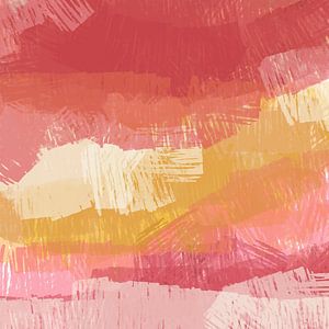 Mehr Farbe. Abstrakte Landschaft in Rosa und Gelb. von Dina Dankers