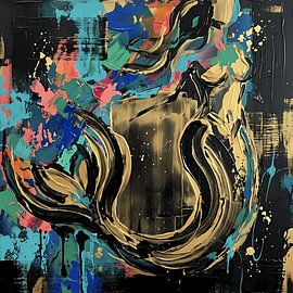 Golden Mermaid in a Stream of Colour