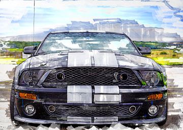 Ford Mustang Shelby schilderij aquarel van Bert Hooijer
