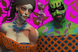 Popart-Porträts-Power-Paare