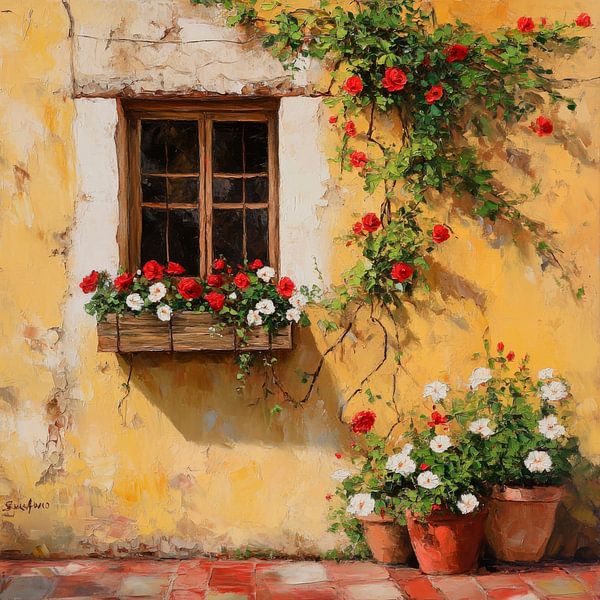 Fenêtre fleurie par Poster Art Shop