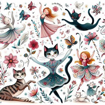 Dansende katten van Tatjana Korneeva
