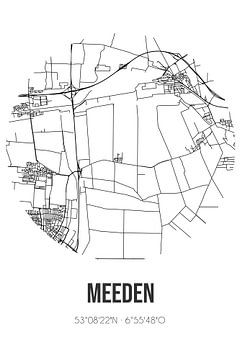 Meeden (Groningen) | Landkaart | Zwart-wit van MijnStadsPoster