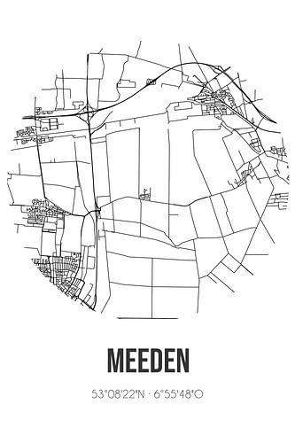 Meeden (Groningen) | Landkaart | Zwart-wit
