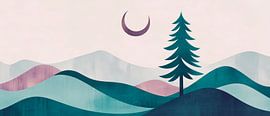 Night landscape with stylised tree by Poster Art Shop