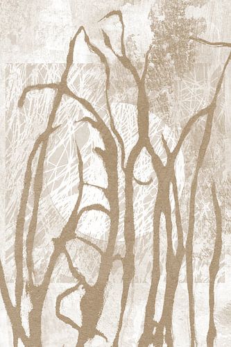 Ikigai. L'herbe et la lune. Art zen abstrait et minimaliste. Style japonais dans des teintes te