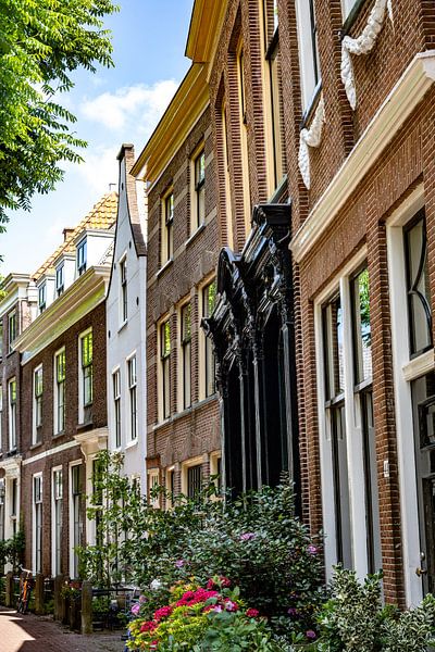 Façades de Hooglandse Kerkgracht Leiden noir et blanc par Nicolette Suijkerbuijk