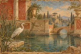 A heron at the Roman Villa Pond by AiArtLand